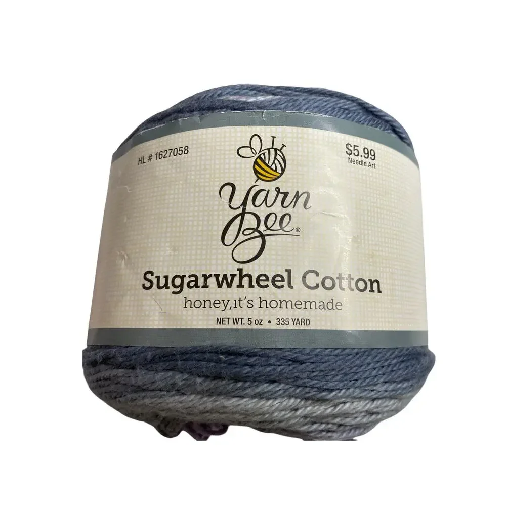 Yarn Bee Sugarwheel Cotton Yarn Honey It's Homemade Gray Purple 5oz 335 Yards